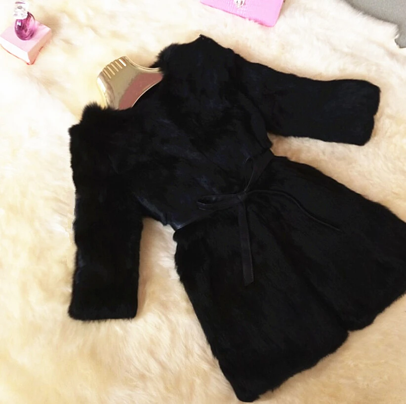 2016 New Arrival Full pelt Pure Rabbit Fur Coat 100% Real Natural Rabbit Fur Coat KFP638