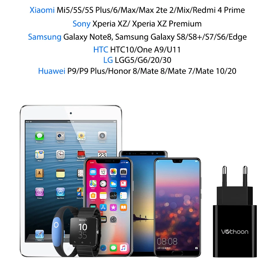 Votohoon 18 Вт QC 3,0 USB быстрое зарядное устройство для телефона дорожный настенный адаптер 18 Вт QC3.0 FCP универсальный для Xiaomi iPhone samsung huawei EU Plug