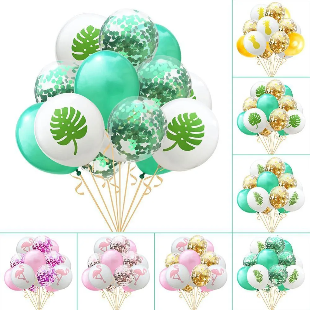 

15pcs/Set Lovely Leaf Party Supplies Confetti Latex Balloons Jungle Party Favors Palm Summer Tropical Decoration High Quality