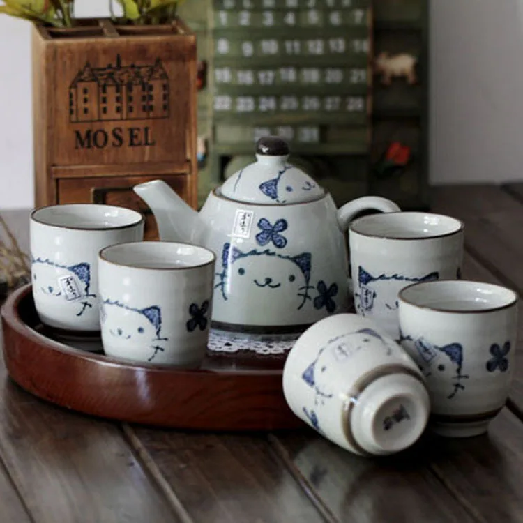 Endulge series of japanese style . lucky cat tea set 6 kung fu tea set