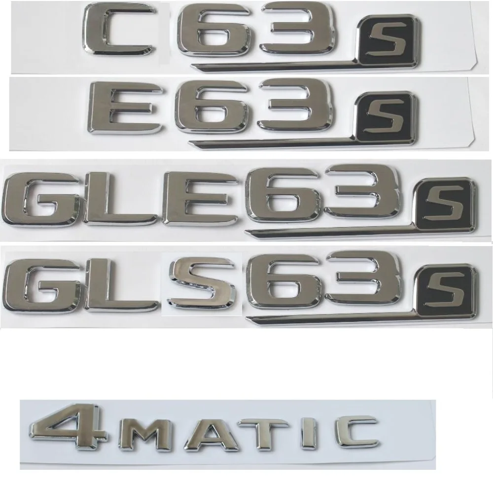 

Flat Chrome Letters Number Trunk Emblem Emblems Badges for Mercedes Benz AMG C63 C63s E63s S63 S CLS63s GLE63s GLS63s 4MATIC