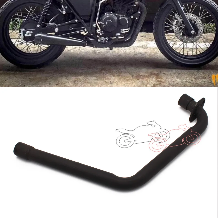 

1pc Black Metal Cafe Racer Vintage Motorcycle Modified Exhaust Systems Exhaust Muffler Silencer Front Pipe For Honda CG125 WY125