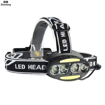 

LED Headlight Outdoor Highlight High Power Waterproof COB Headlamp 4T6 Charging Red Light Warning Light for Self-defense Hiking