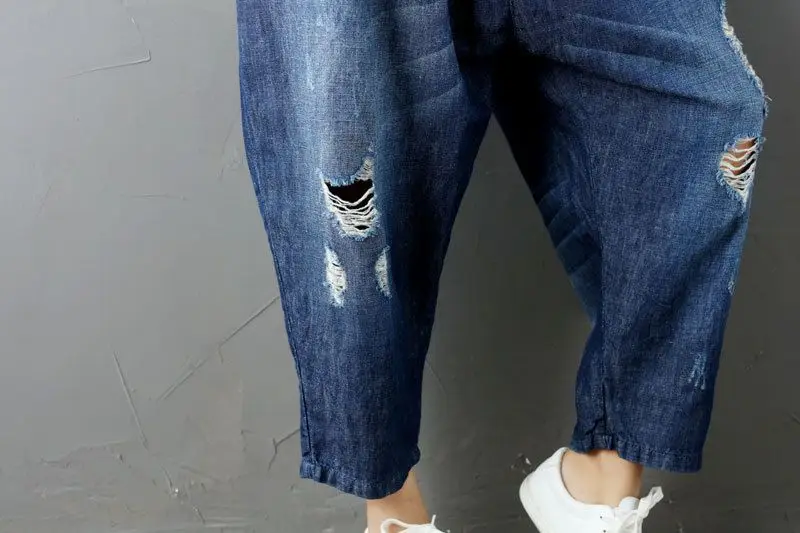 Рваные джинсы в мужском стиле для женщин новые повседневные брюки винтажные джинсы с эластичной талией свободные джинсы G071202