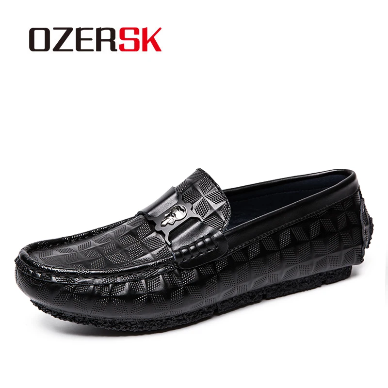 

OZERSK Italian Mens Shoes Casual Luxury Spring Men Loafers Genuine Leather Moccasins Breathable Slip On Men Boat Casual Shoes