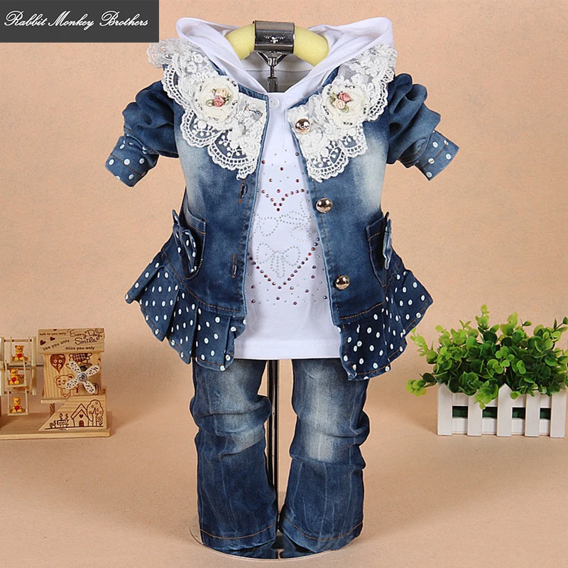 Baby girls clothing spring and autumn Denim clothing jacket Hooded