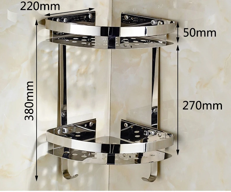 Настенные аксессуары для ванной комнаты, полка для ванной из нержавеющей стали, полки для ванной комнаты, одинарная/двойная/Тройная корзина для душа