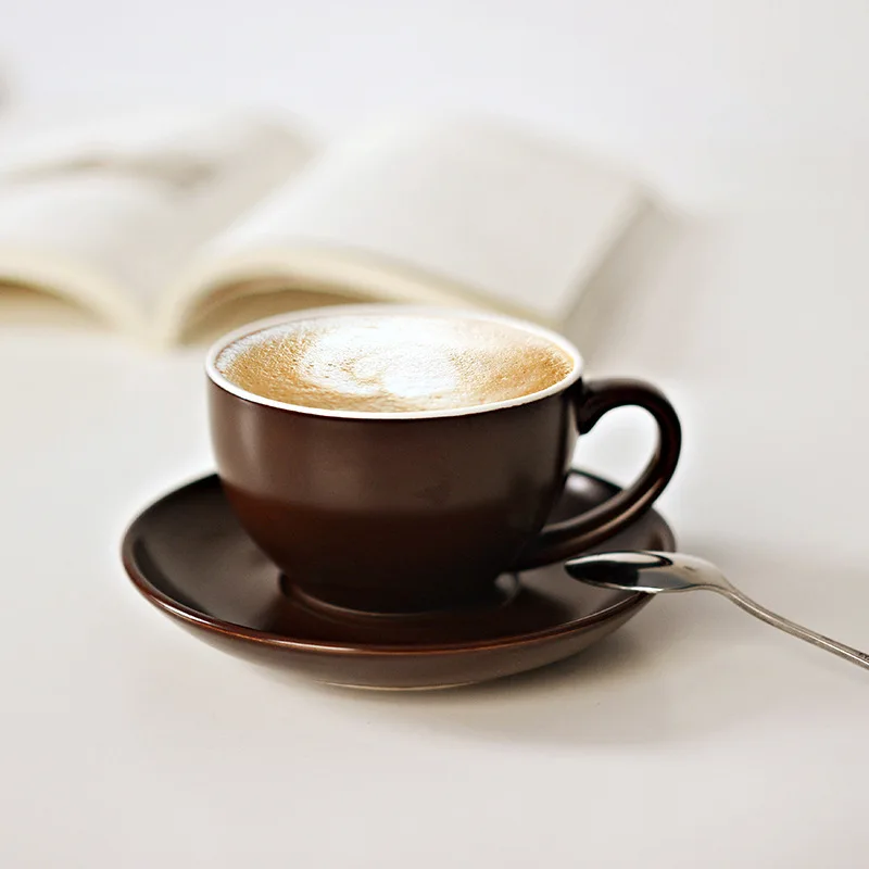 220ml Ceramic Coffee Mug Simple Coffee Cup & Saucer Set with Spoon