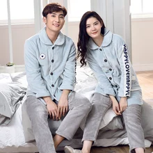 Высокое качество влюбленные пижамы женские с длинными рукавами осенние Толстые мужские Пижамные наборы фланелевые парные пижамы для мужчин комплект одежды для сна
