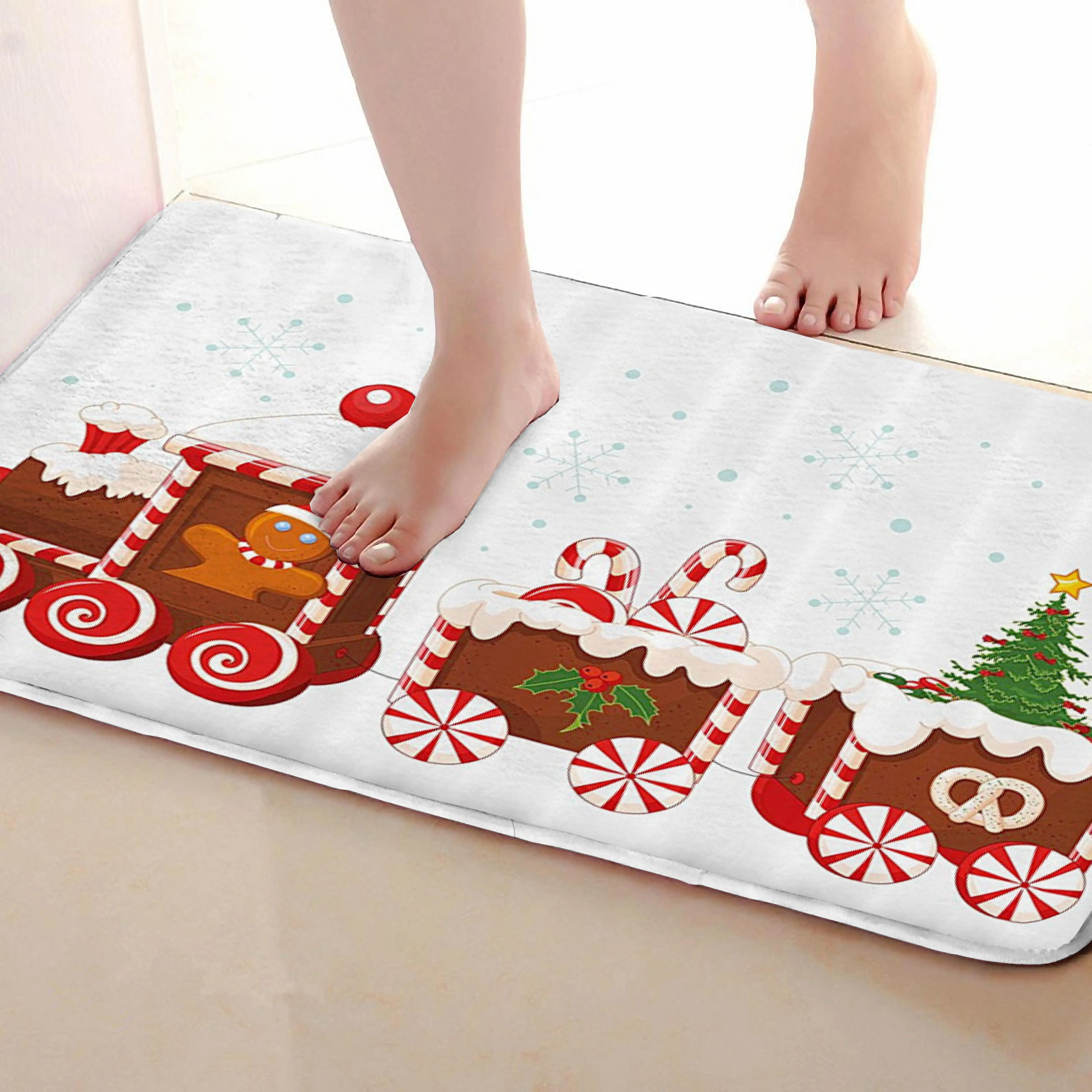 Рождественский стиль коврик для ванной комнаты, смешной Противоскользящий коврик для ванной, занавеска для душа s аксессуары, соответствующие вашей душевой занавеске
