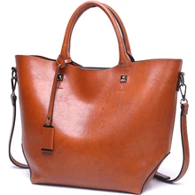 Женские сумки с масляным воском, кожаная сумка-тоут, женские сумки через плечо, Большая вместительная женская сумка-мешок WBS554