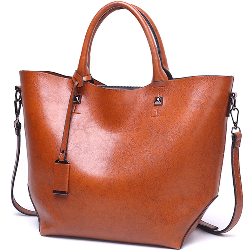 

Oil Wax Women Handbags Leather Tote Bag Women Shoulder Crossbody Bags Large Capacity Ladies Bag Bucket WBS554