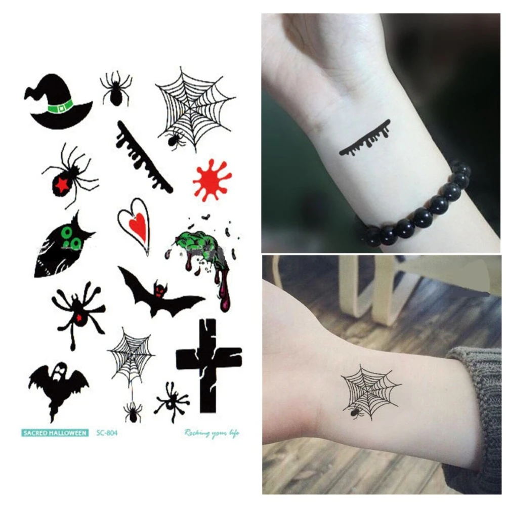 Terrible Temporary Tatoo 4pcs/lot Halloween Horrible Body Tattoos Blood  Print Spider Bat Designs Cool Arm Tattoo Stickers - Temporary Tattoos -  AliExpress
