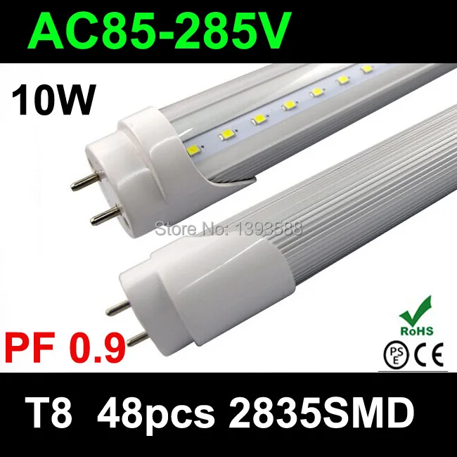 25 шт./лот PF 0 9 t8 светодиодные трубки 600 мм 10 Вт AC85V 265V 96 шт. 2835SMD лампы холодный