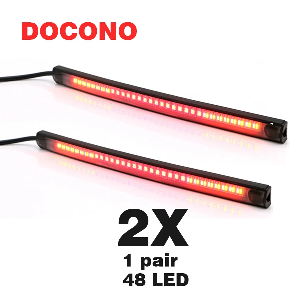 

2 pcs Universal LED Signal Lamp Car Motorcycle ATV Tail Light Strip Brake Turn Signal Stop Flexible Led License Plate Light Cafe