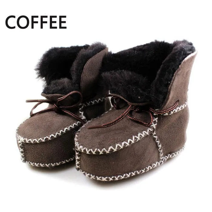 HONGTEYA/зимняя плюшевая детская обувь; ботинки из натуральной кожи для младенцев; Теплая обувь; меховая шерстяная обувь для девочек и мальчиков; Детские ботиночки; ботинки из овечьей шкуры для детей - Цвет: coffee