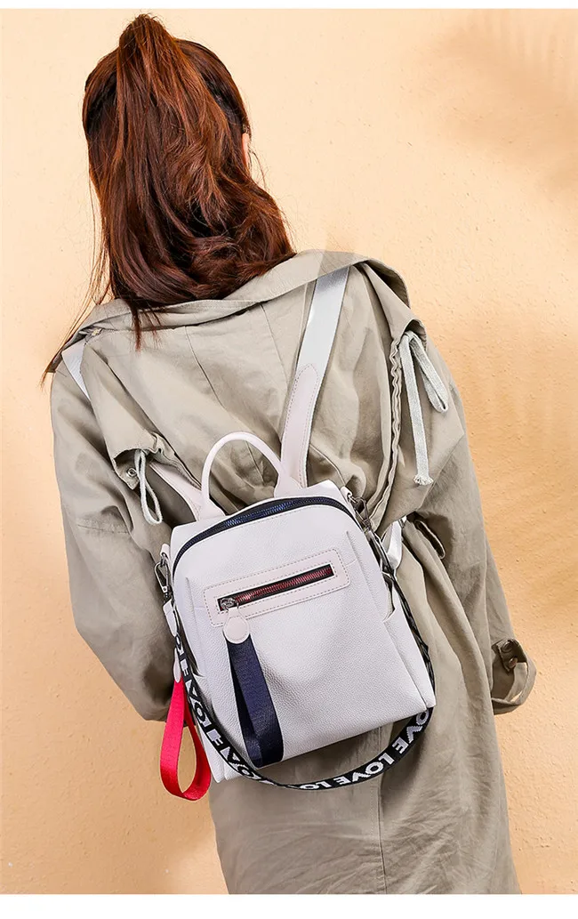 Повседневный Рюкзак, классический дизайн, женский рюкзак, модные тенденции из искусственной кожи для молодых девушек, милая сумка, черный, белый, легкий