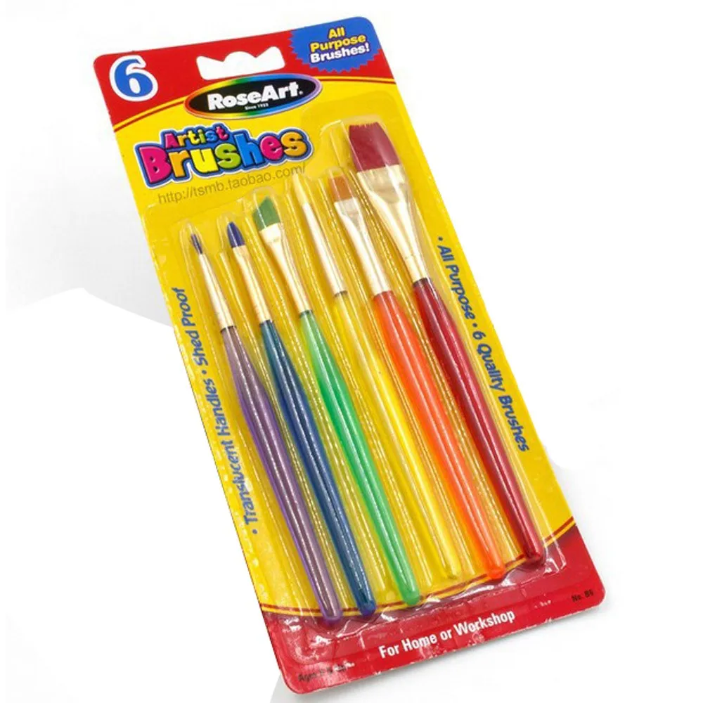 

6pcs/Set Watercolor Gouache Paint Brushes Different Shape Round Pointed Tip Nylon Hair Painting Brush Set Art Supplies