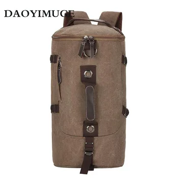 

New European and American mountaineering backpack men's canvas one-shoulder sports cylinder backpack free of shipping
