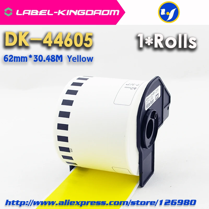 1 рулонов Универсальный брат DK-44605 этикетки 62 мм * 30 48 м желтый Цвет совместимы для