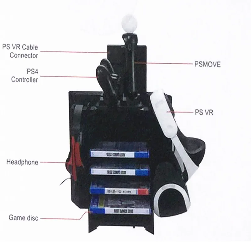 Игровой диск коробка для хранения Чехол башня подставка держатель для PS4/PS Slim/PS4 PRO/PS VR w/контроллер и перемещение зарядки PS4 Вентилятор охлаждения Показать чехол