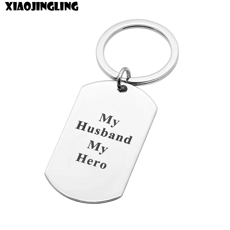 

XIAOJINGLING Top Quality Keychain Keyring Keyfob Fashion Men Jewelry 'My Husband My Hero' Boyfriend Gifts Couple Gifts Birthday