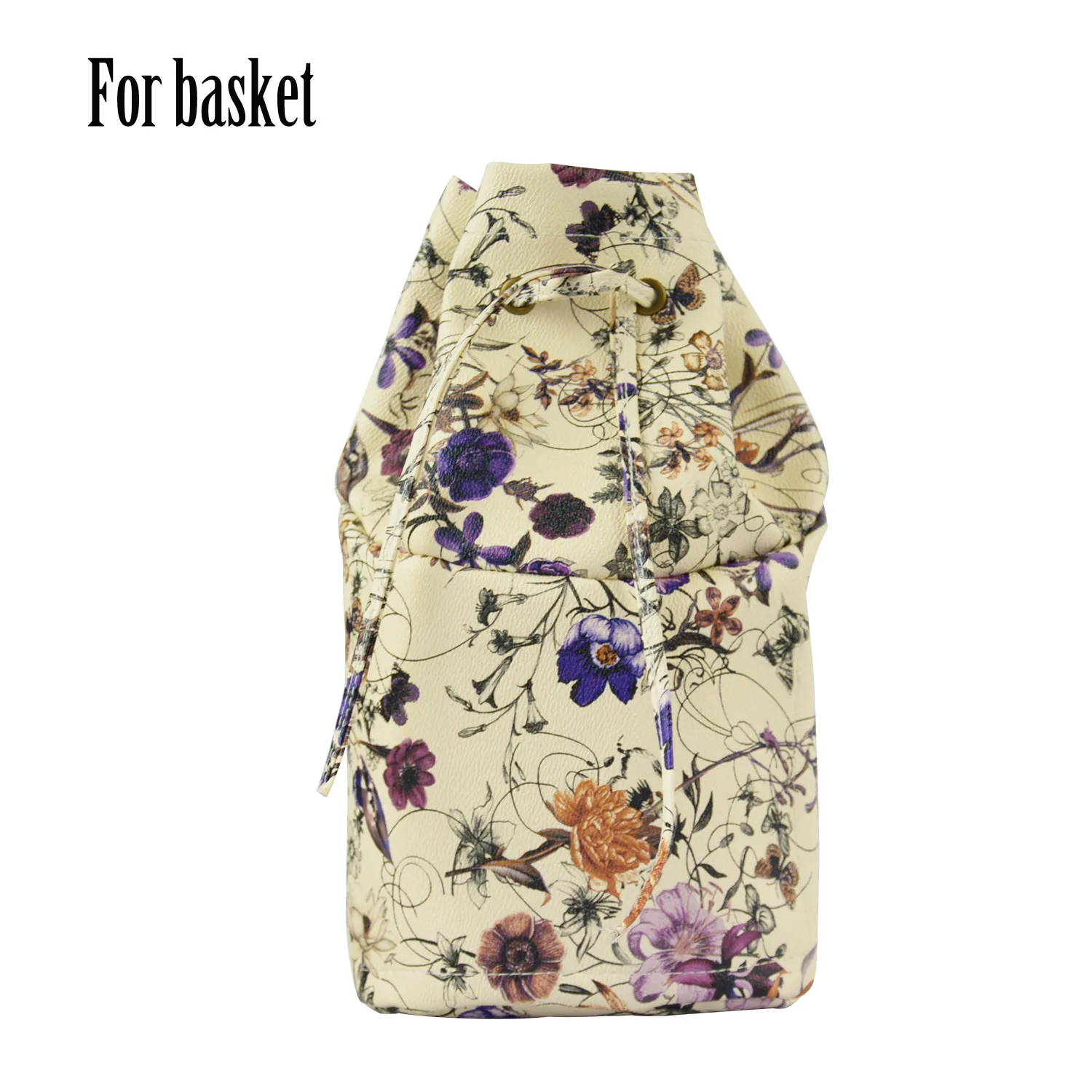 

2019 Floral Drawstring Buckle PU Leather Inner Pocket Lining for Obasket Obag Handbag Insert for O Basket O Bag