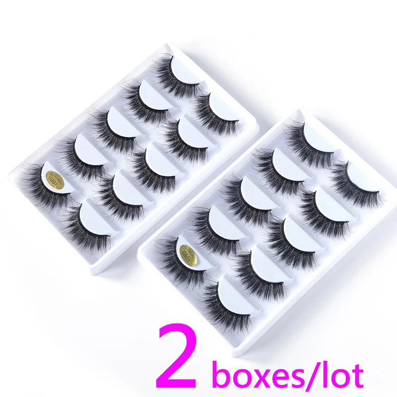 2X5 пар Роскошный настоящая норка 3D накладные ресницы натуральные Wispy ресницы объем ресниц