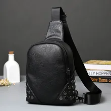 New men’s small Korean fashion trend chest pack rivet male chest shoulder bag messenger package back bag