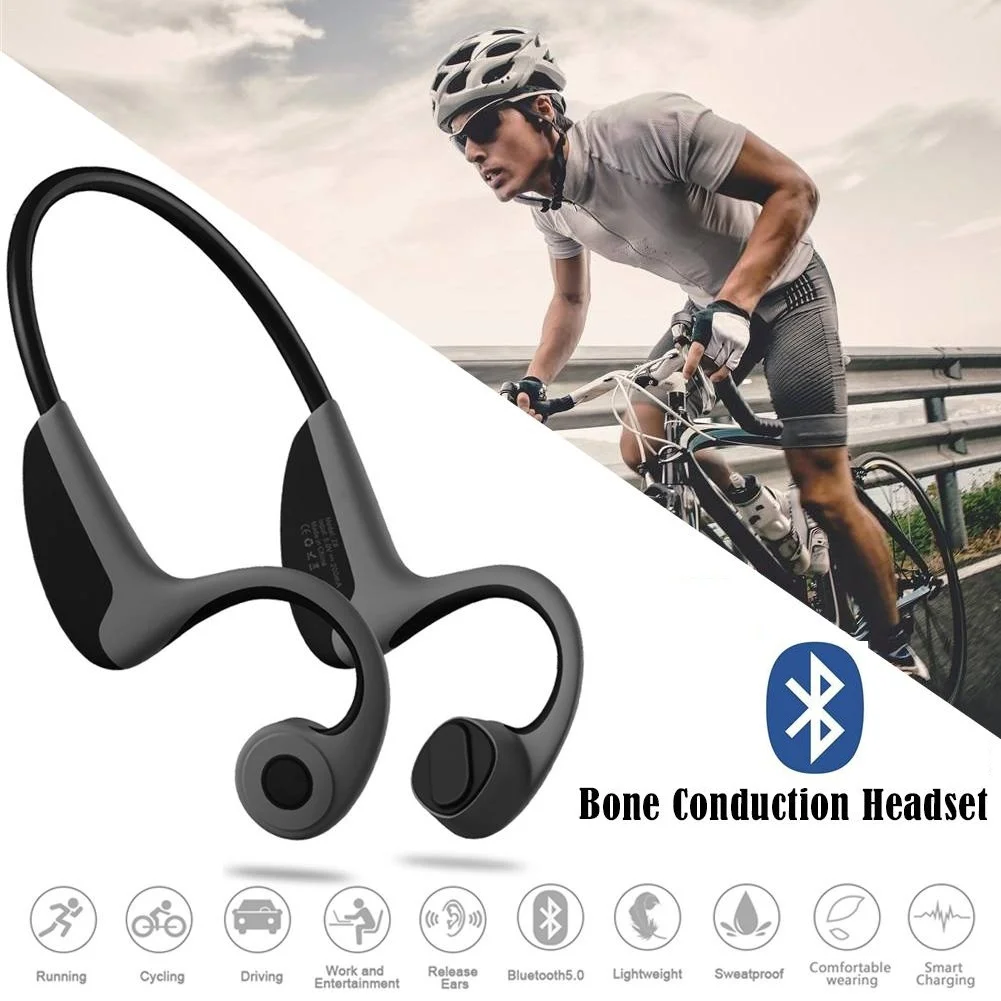 

Bone Conduction Bluetooth Headphones 4.2 Earphone Stereo Hands Free With Mic Outdoor Sports Protable Headset