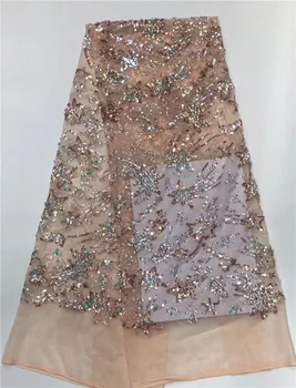 

Most fashion evening dress material French net lace fabric with shinning sequins for fashion lady PDN418(5yards/pc)