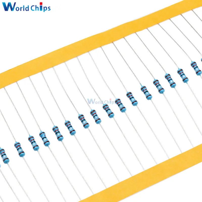 Metal Film Resistor 1/4W 0.25W 0~10M Ohm 1% 100R 220R 1K 1.5K 2.2K 4.7K 10K 22K 47K 100K 100 220 220 ohm 1M Resistance 100pcs