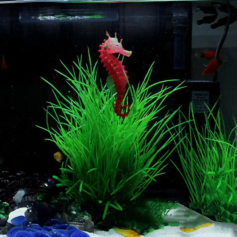 Светящийся яркий эффект морской конек аквариум искусственные растения для аквариума орнамент - Цвет: Red
