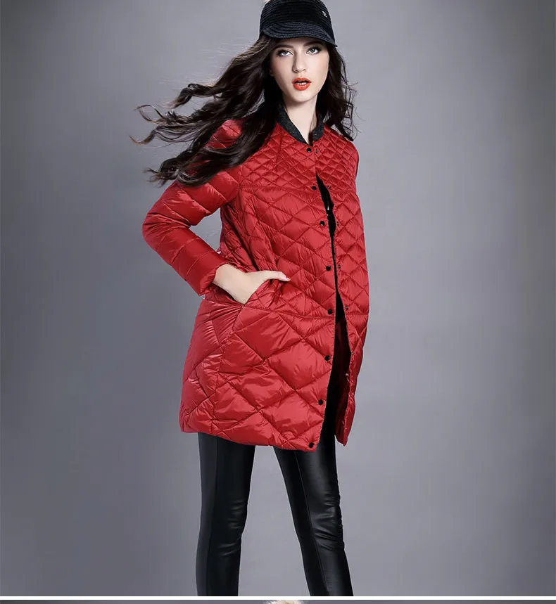Women White Duck Down Jacket Padded Coats O-Collar Winter Jackets For Female 2018 New Long Korean Style Women Coat AS038 (8)
