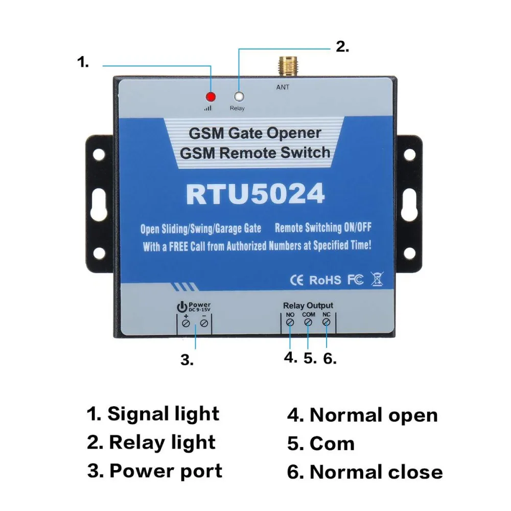 RTU5024 GSM 3G 4G Wireless DoorGate Opener with Remote Access Control & Relay Switch for Pump By Free Phone Call SMS Command_9