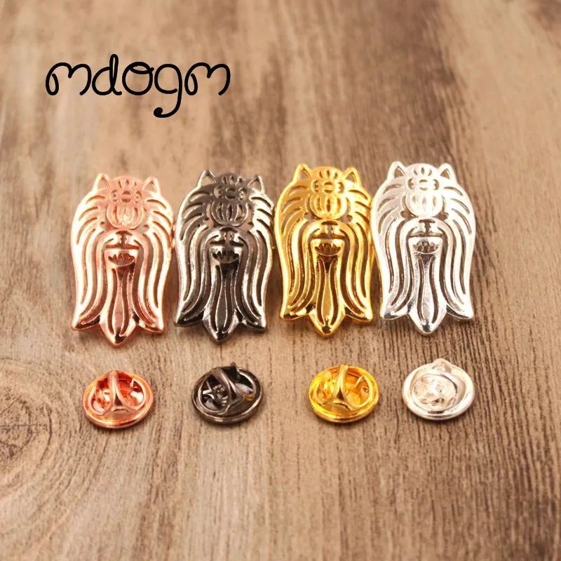 

2017 Yorkshire Dog Animal Brooches And Pins Silver&Gold Plated Suit Cute Funny Metal Small Birthday Gift For Male Men B042