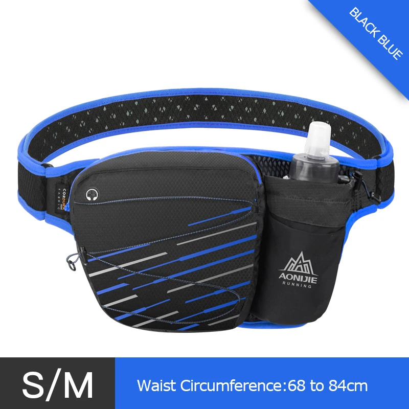 AONIJIE W949 Marathon Jogging Cycling Running Hydration Belt Waist Bag Pouch Fanny Pack Cell Phone Holder For 500ml Water Bottle - Цвет: SM Black Blue