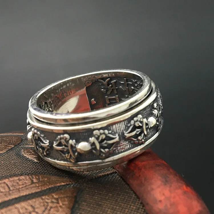 S925 Стерлинговое Серебро Орна для мужчин ts ручной работы ретро тайское серебряное персонализированное кольцо для мужчин King Kong pek вращающееся кольцо