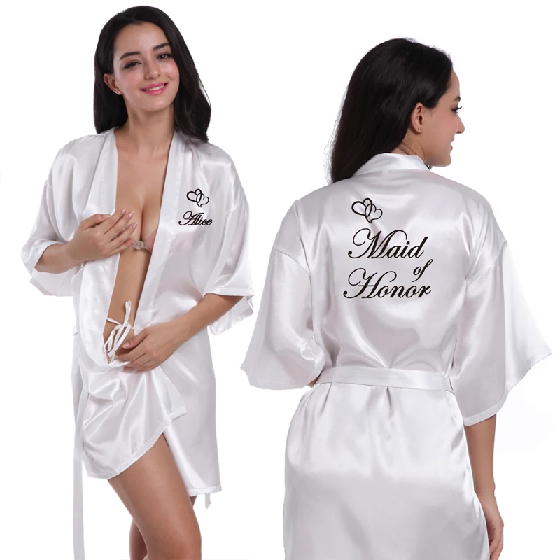 

Personalized Date Name Lace Kimono Robe Women Wedding Bride Bridesmaid Robes Bachelorette Wedding Preparewear