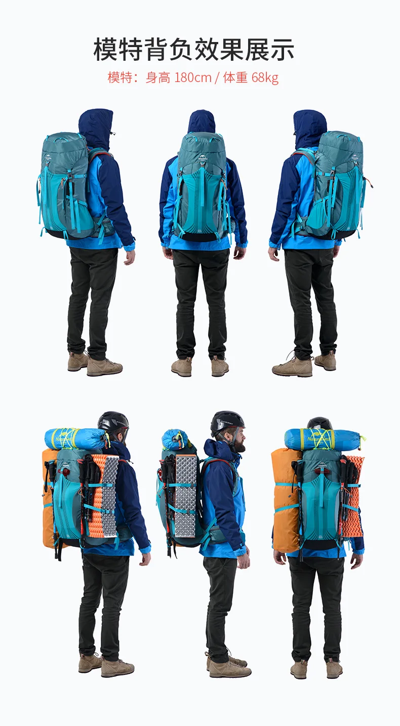 Qualidade ao ar Bolsa de Escalada à Prova 65 + 5l Naturehike Alta Livre Montanhismo Escalada Mochila Grande Capacidade Dwaterproof Água Caminhadas Mochilas * 10 Esporte e Lazer