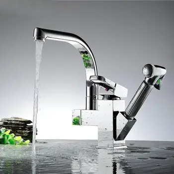 

Silver Kitchen faucet 2 function Mixer Cold Hot Kitchen Sink pull out Tap Single Hole Water Tap torneira cozinha JM2201