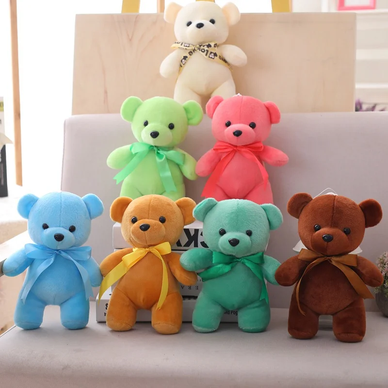 

25CM Kawaii Small Joint Teddy Bears Stuffed Plush With Bow Tie 8CM Toy Teddy-Bear Bear Ted Bears Plush Toys Wedding