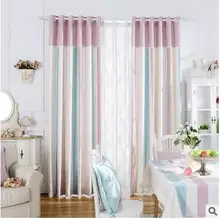 New Arrival 2 Color Blue and Pink striped Modern/ Mediterranean Curtains for Livingroom/ Bedroom with Pattern Custom Curtains