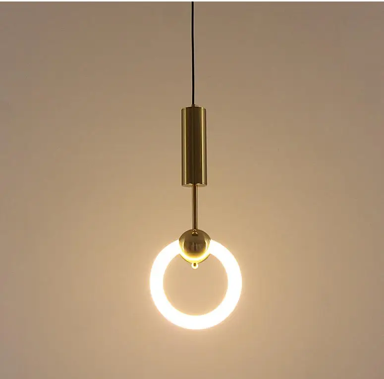 

Round 1 pcs Bar lighting Kitchen suspension luminaria for Dining Room round Pendant Lights study room home ring Hanging Lamp