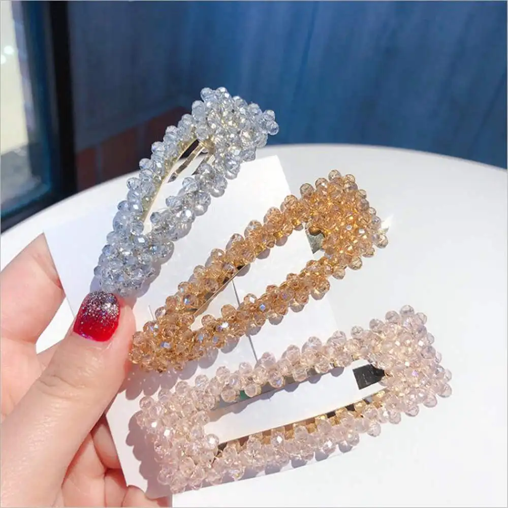 2019 Bling Rectangle Crystal Pearl Hair Clip Snap Barrette Stick Hairpin Hair Styling Accessories For Women 2019 Bling Rectangle Crystal Pearl Hair Clip Snap Barrette Stick Hairpin Hair Styling Accessories For Women