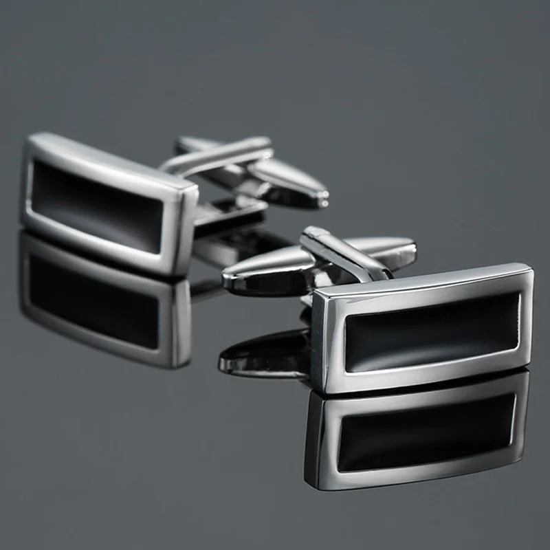 

Free delivery, high quality copper material cuff links, new fashionable black long strip cufflinks, men's wedding gifts.