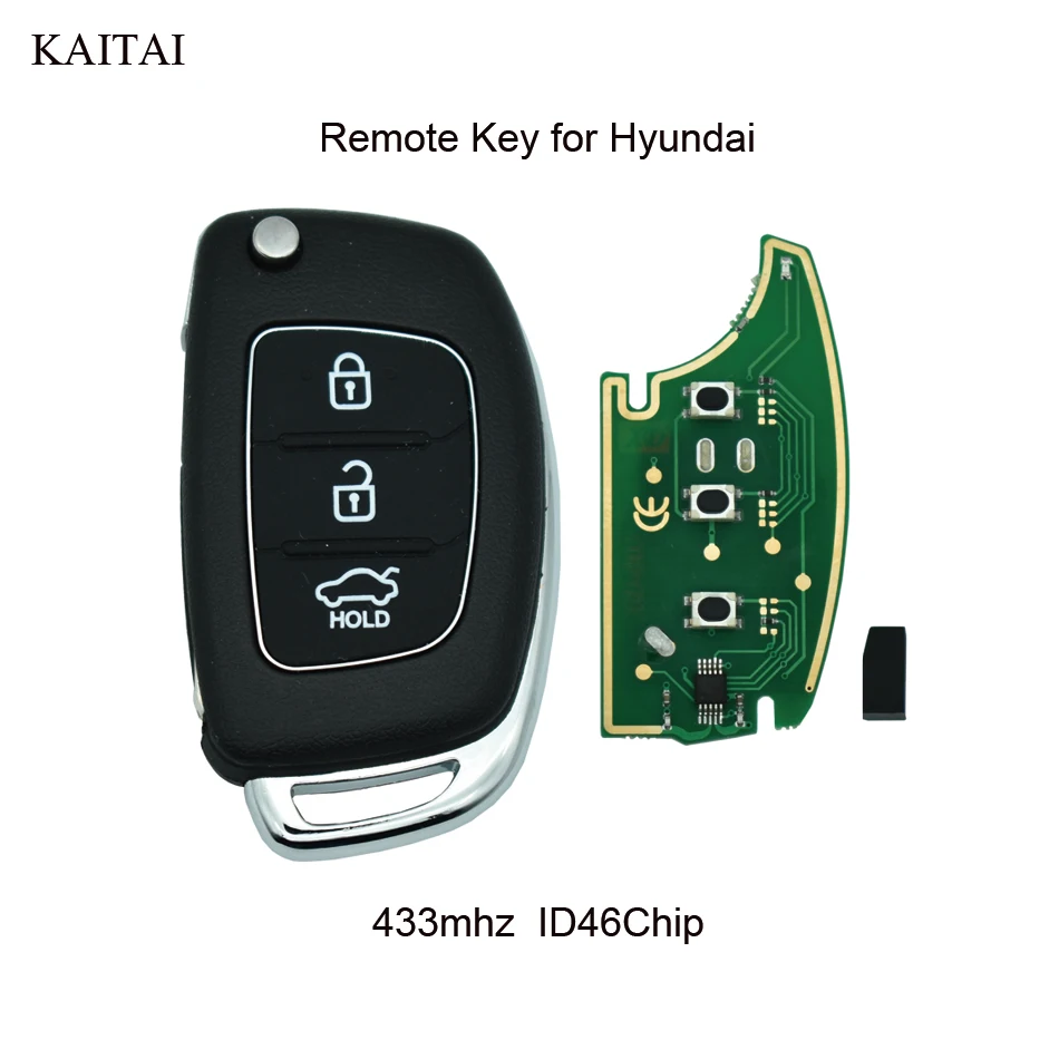 

DJBFANDEA 3Buttons 433Mhz Complete Remote Key Fob For HYUNDAI IX35 IX25 IX45 Elantra Santa Fe 2013-2017 Original key ID46 chip