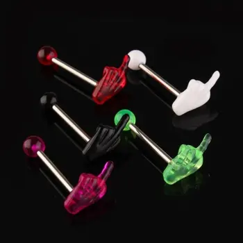 

FGGS- 30 x Multi Colors Acrylic Hand Tongue Bar Ring Barbell Body Piercing