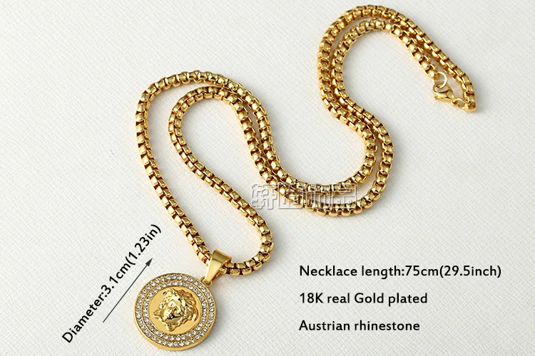Gold rhinestone necklace mens 