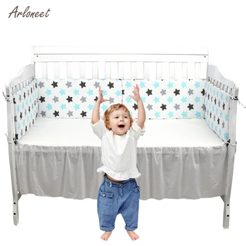 

Newborn Baby Bed Crib Bumper V-Shaped Detachable Zipper Cotton Newborn Bumpers Infant Safe Fence Line Cot Protector Unisex 2019